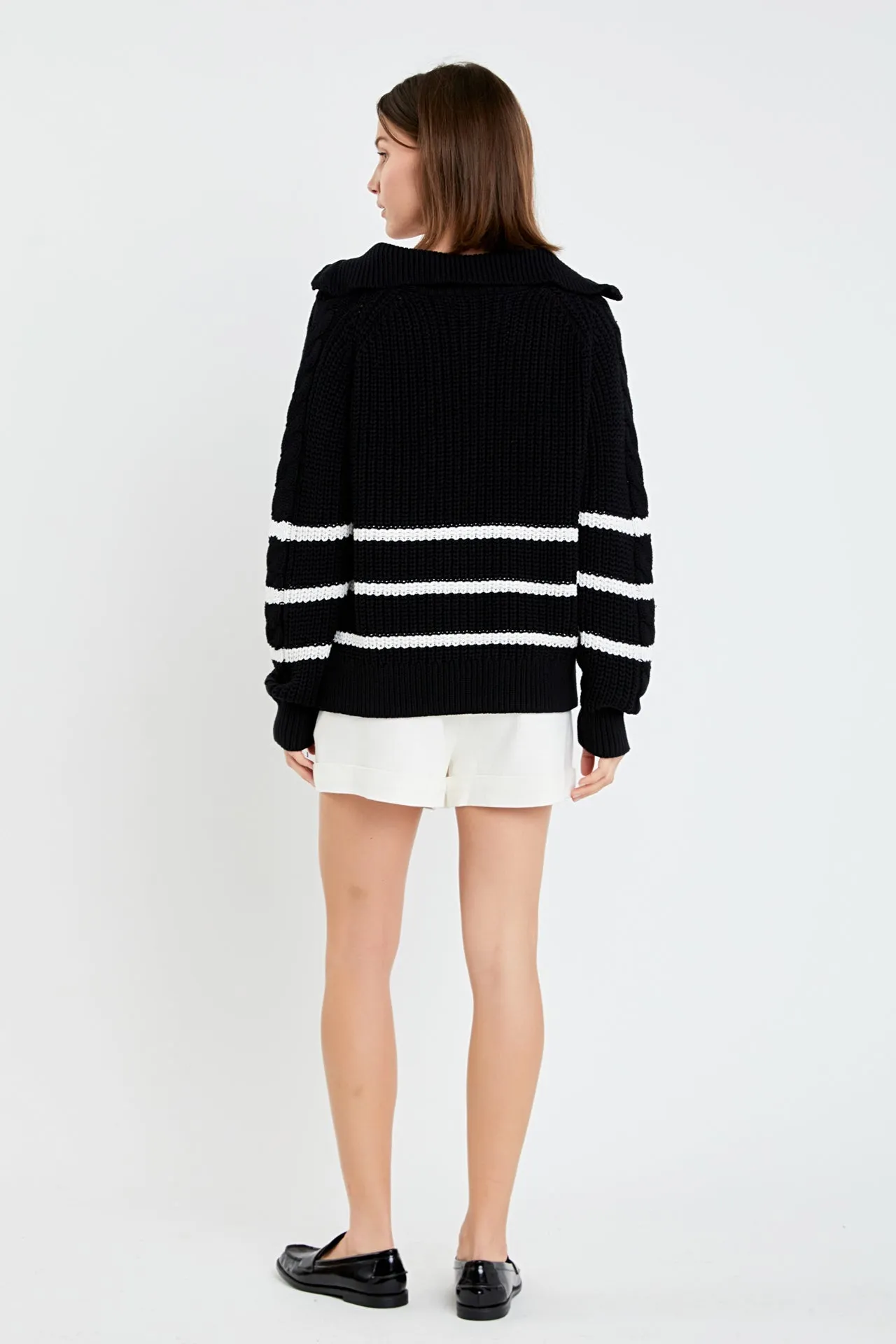 English Factory - Stripe Zip up Sweater