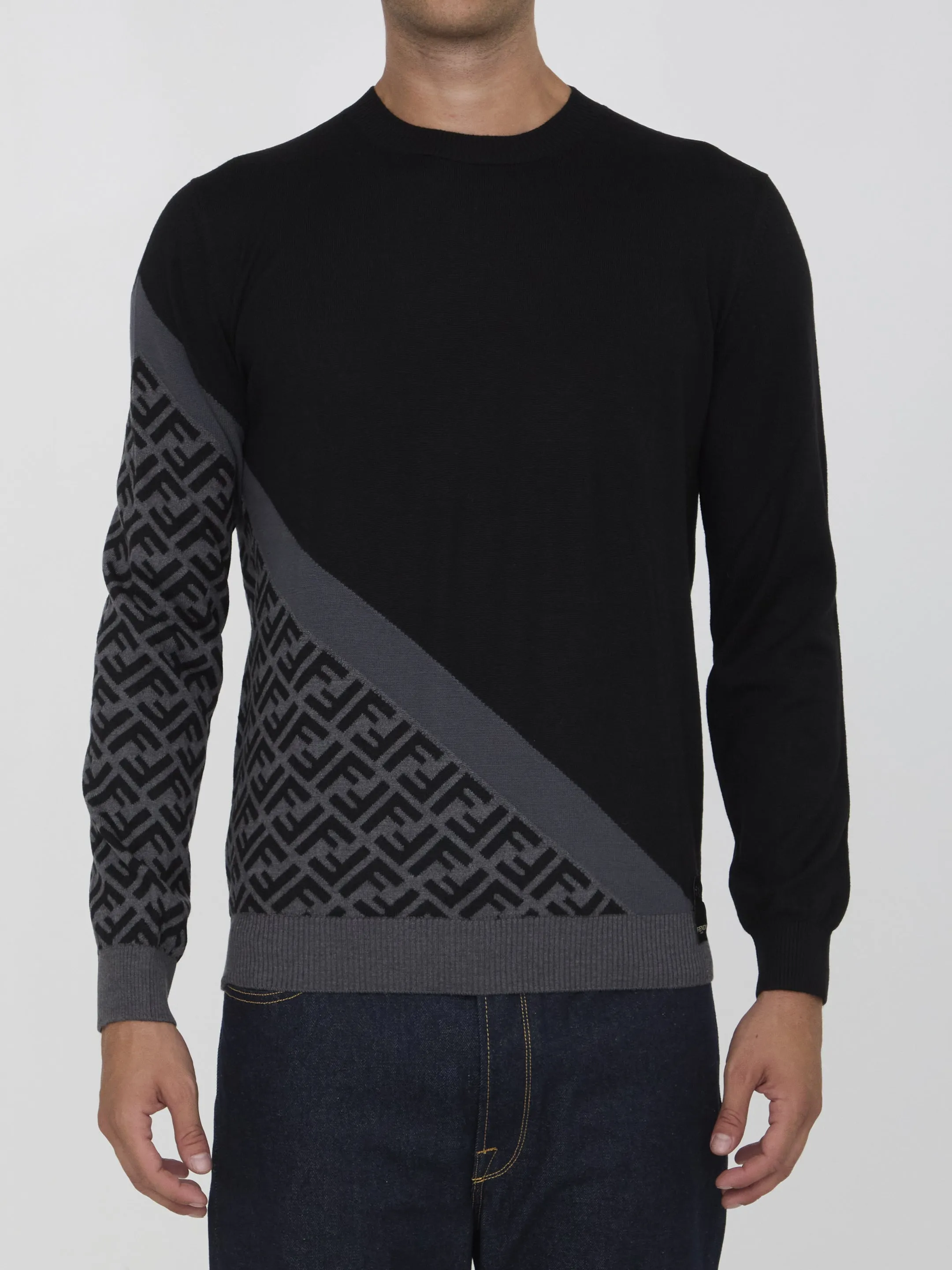 Fendi Men's Wool Pullover In Black Wool