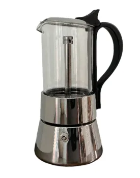 Fino Stainless Steel Glass-Top Espresso Maker 4 Cup