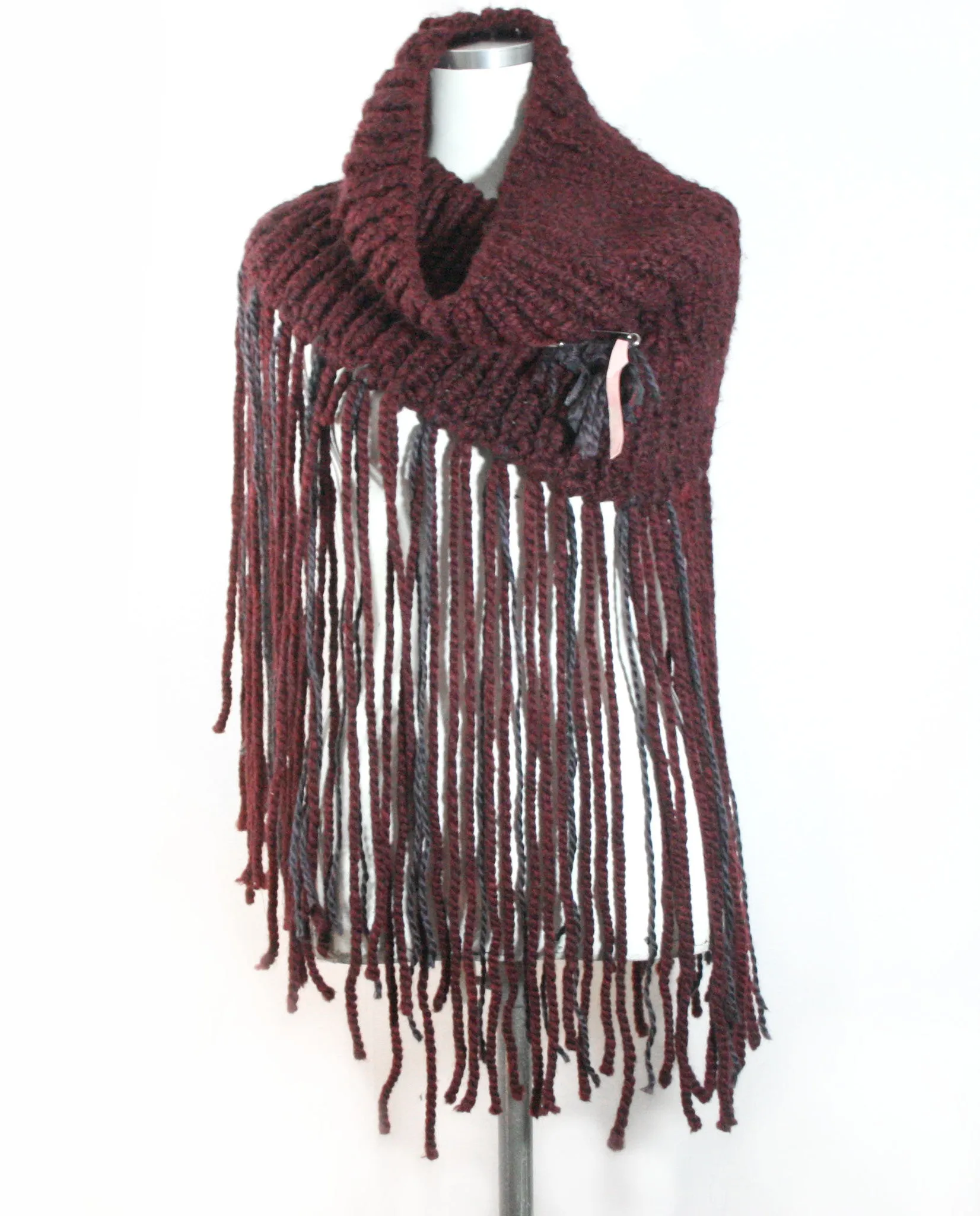 Fringe Trimmed Cowl Scarf