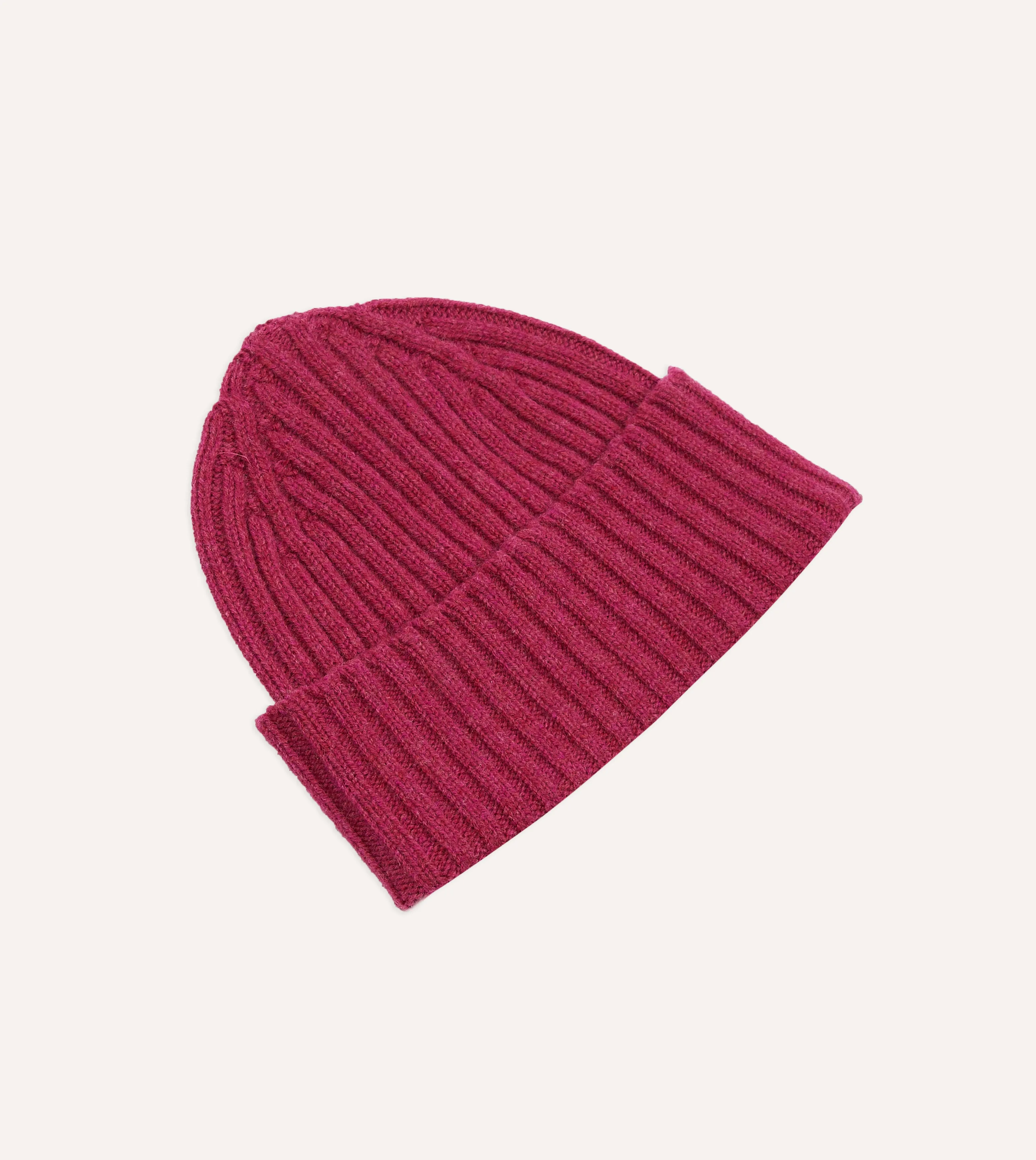 Fuchsia Lambswool Ribbed Knit Cap