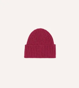 Fuchsia Lambswool Ribbed Knit Cap