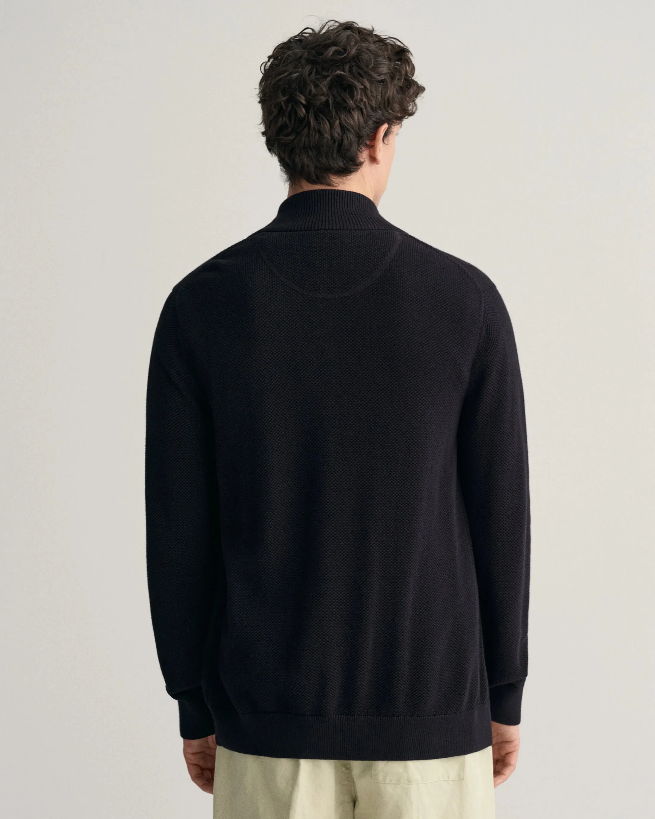 Gant Cotton Piqué Zip Cardigan Black