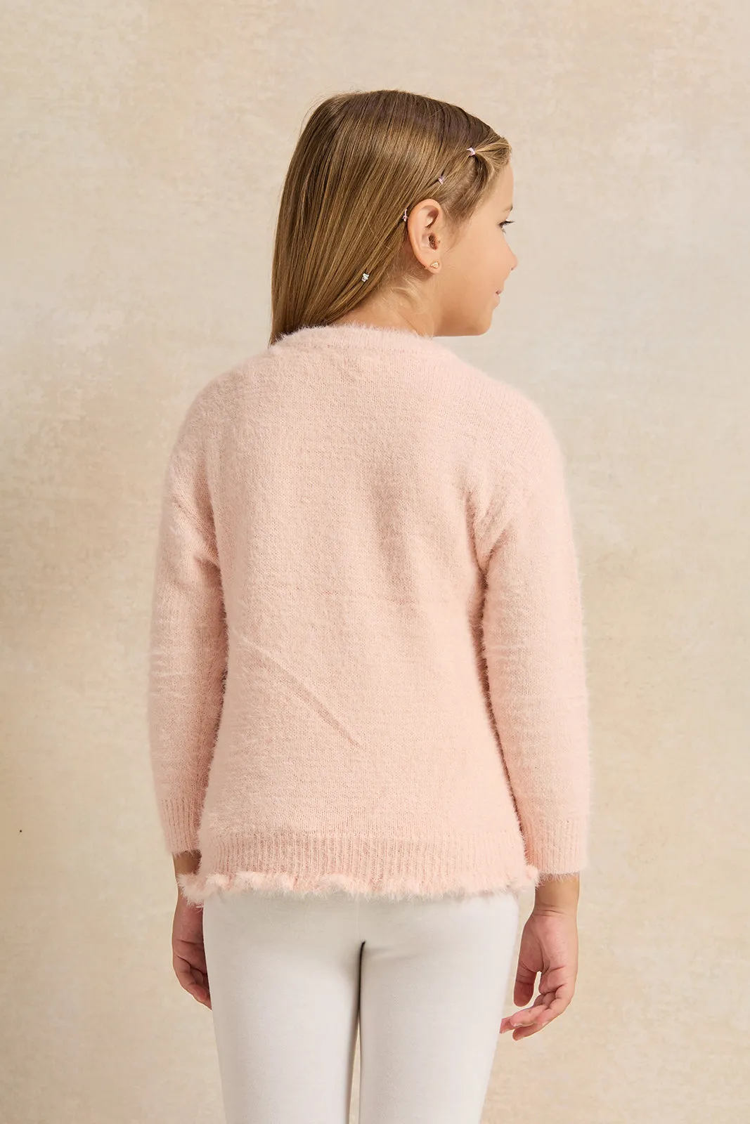 Girls Pink Placement Print Pullover