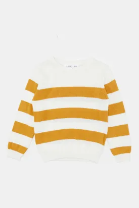 Infant Boys White And Mustard Pullover