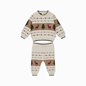 Knitted Fair Isle Jumper & Joggers Outfit