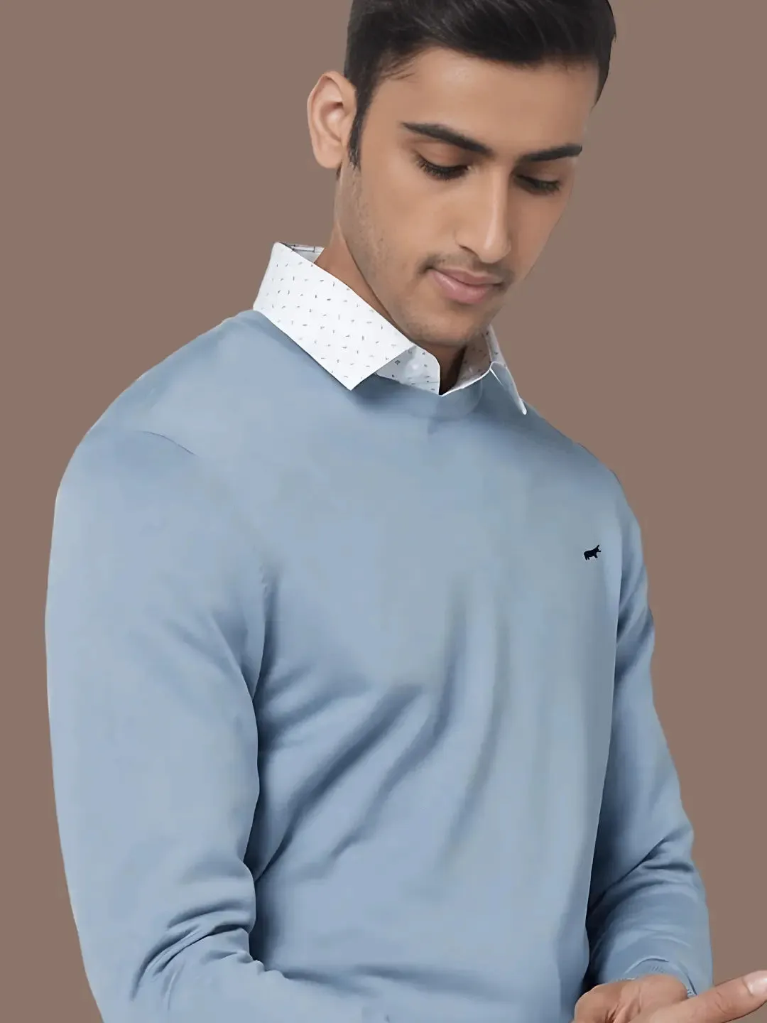 Light Skyblue V neck Sweater