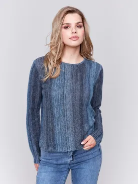 Lightweight Space Dye Yarn Sweater - Denim