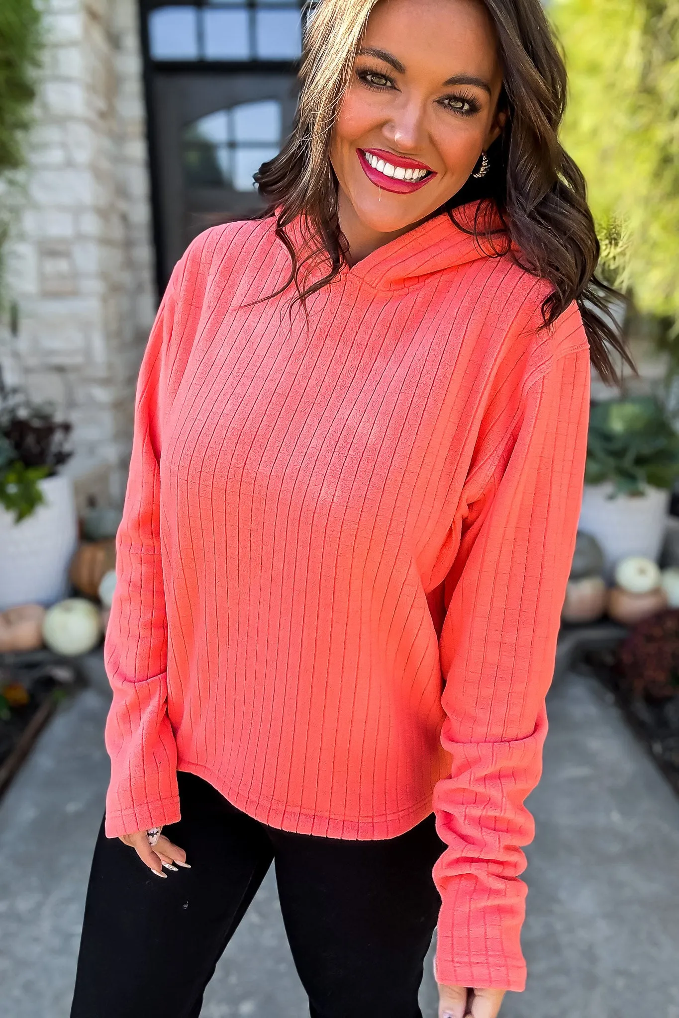 Live For The Frill Hot Coral Pullover