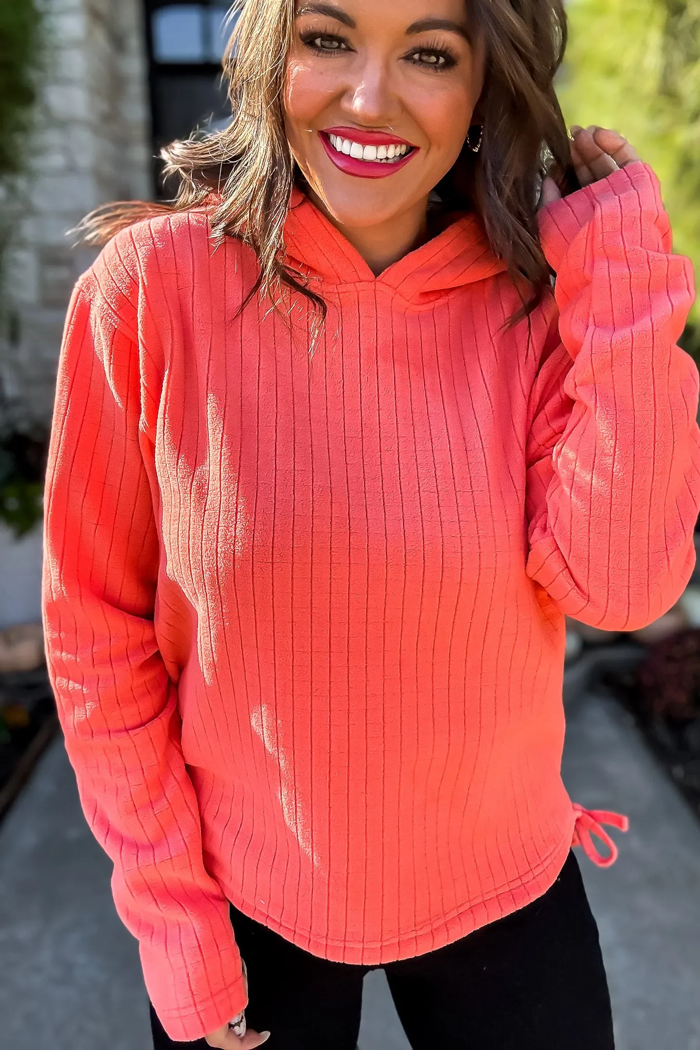 Live For The Frill Hot Coral Pullover