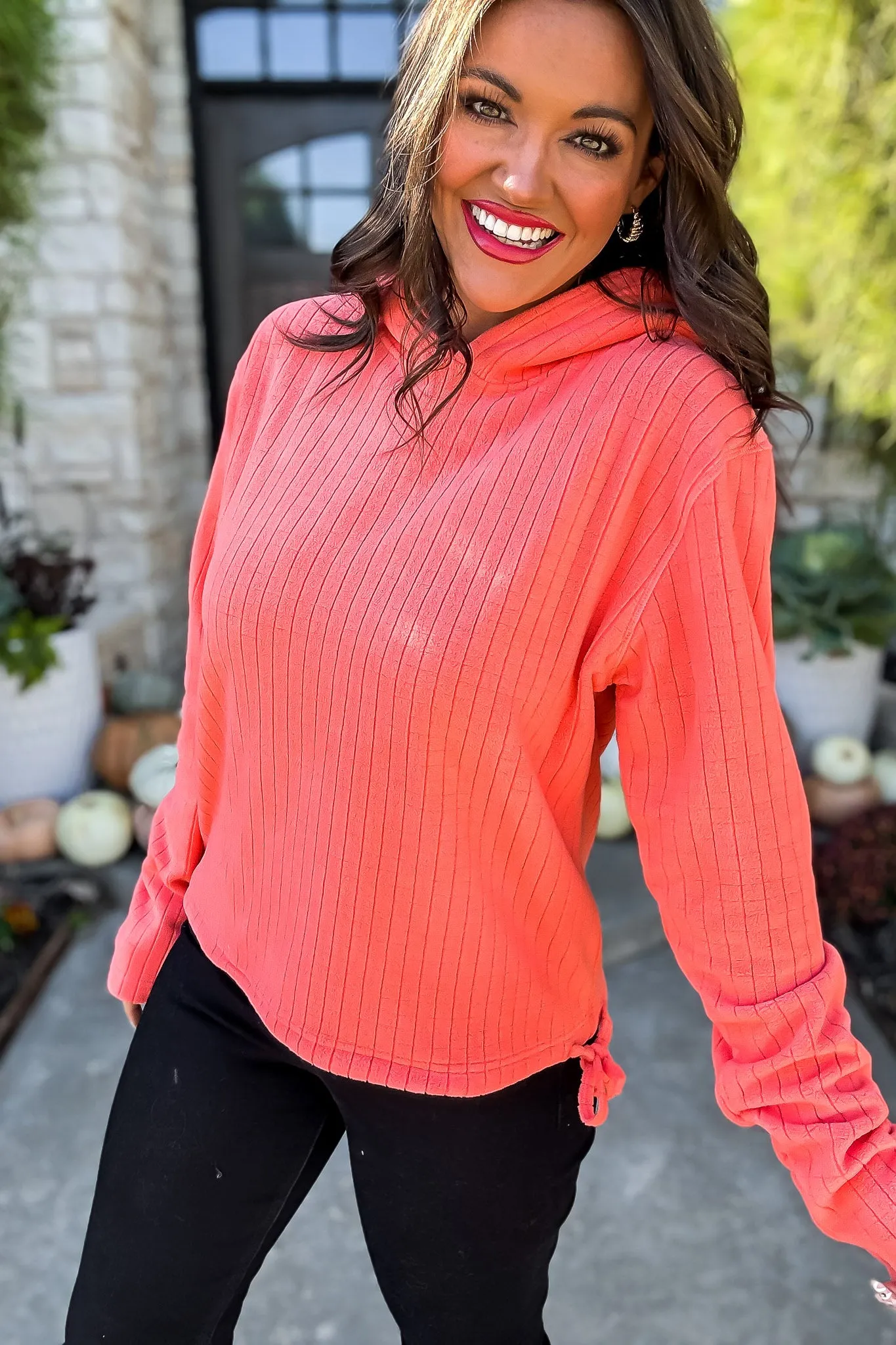 Live For The Frill Hot Coral Pullover