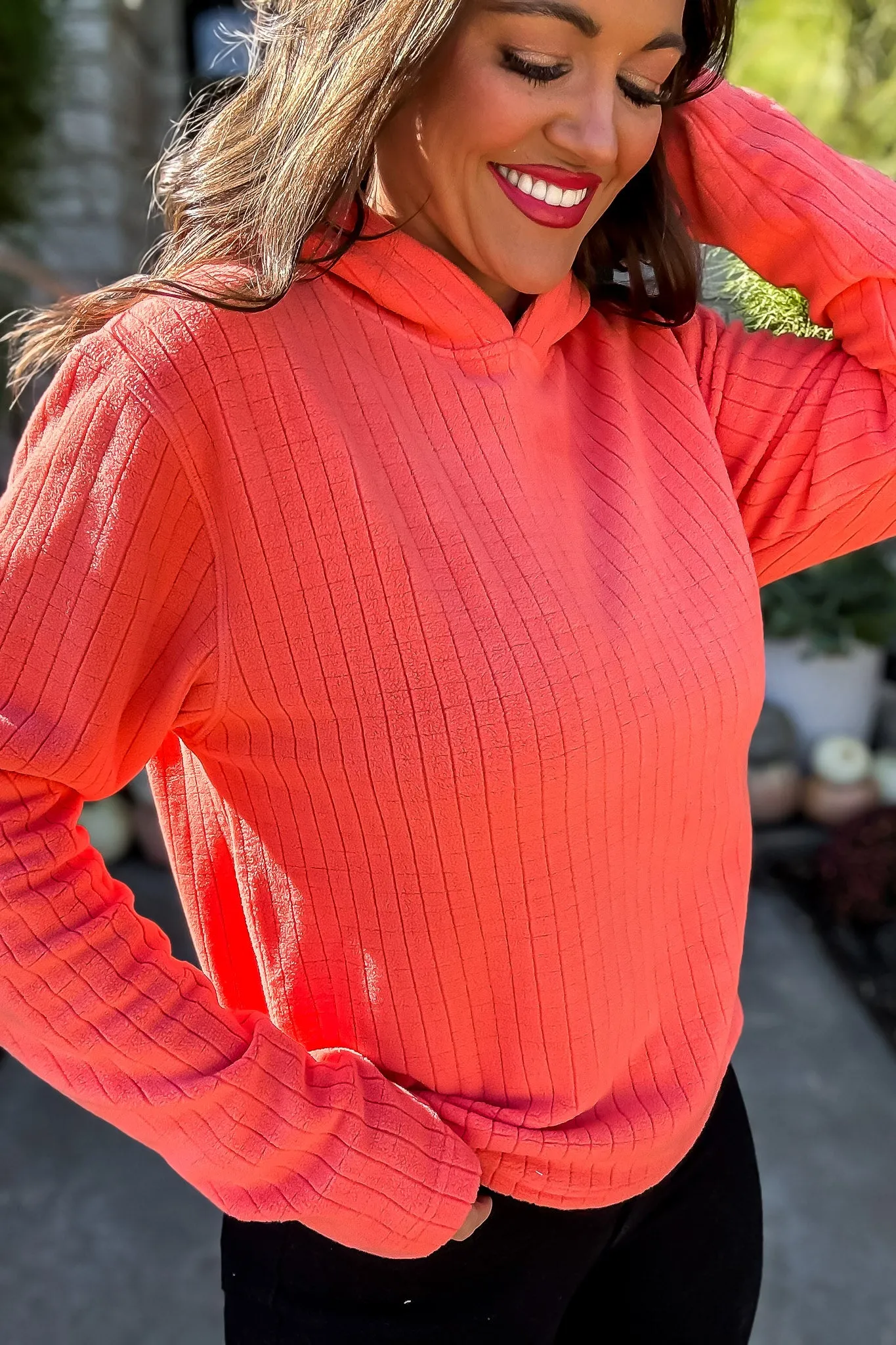 Live For The Frill Hot Coral Pullover