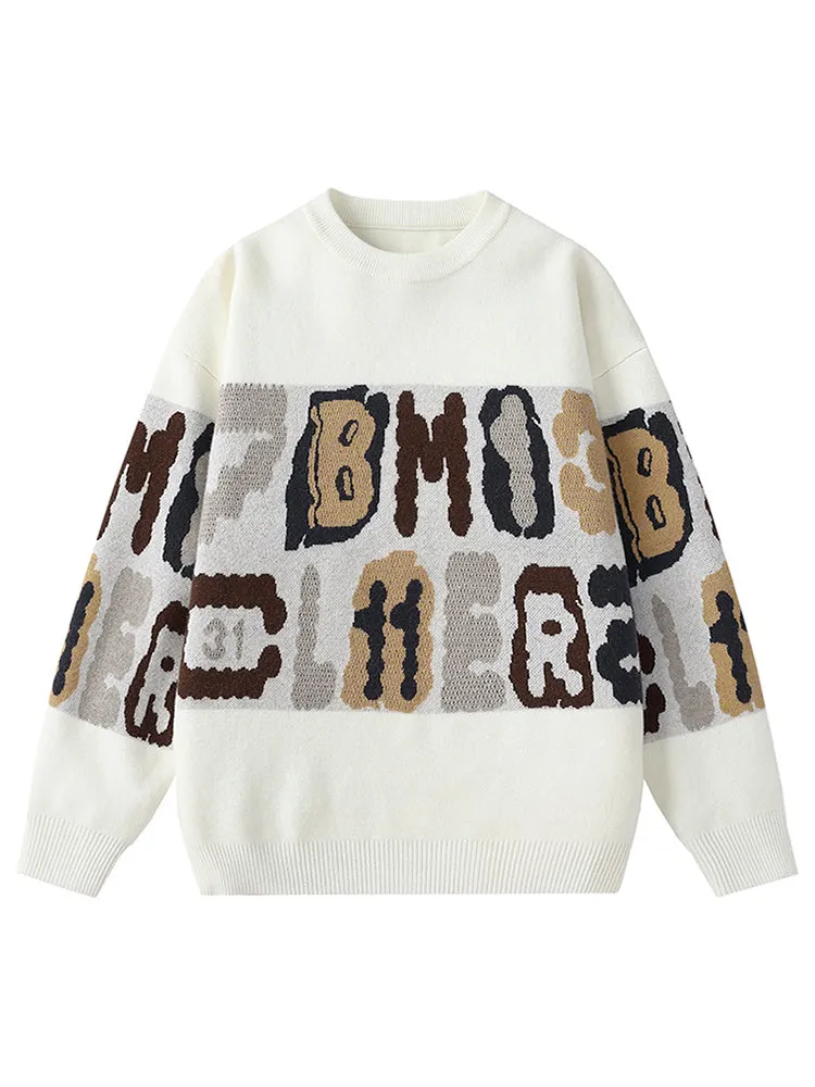 Loose Colour Block Letter Sweater