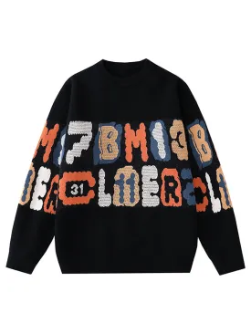 Loose Colour Block Letter Sweater