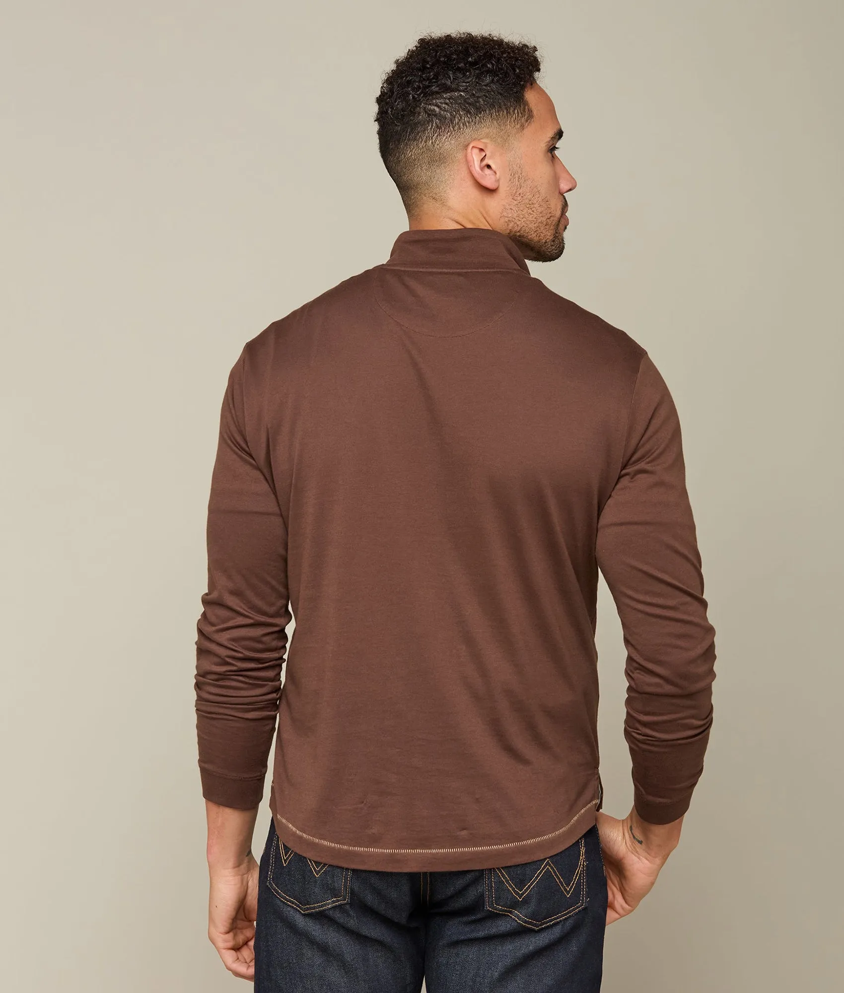 Lucchese Pima Cotton Quarter Zip :: Brown