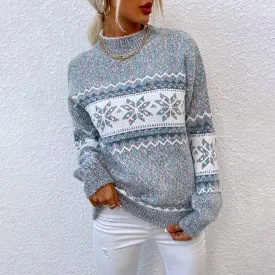 Luna - Cozy vintage pullover with geometric patterns and snowflake motifs