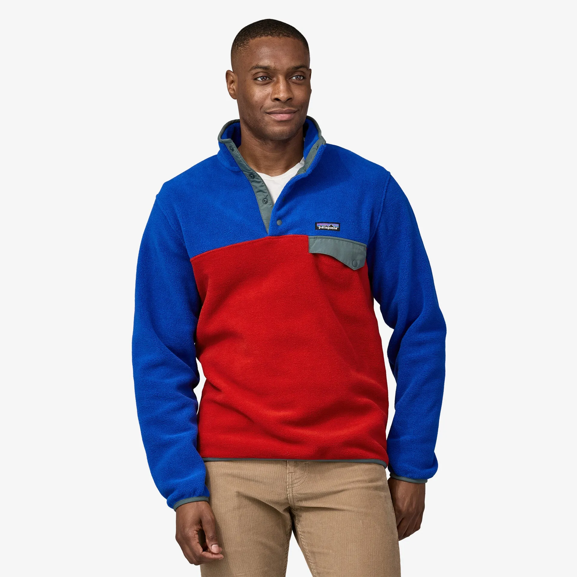 Men's Synchilla Snap-T Patagonia Lightweight Fleece Pullover, Red