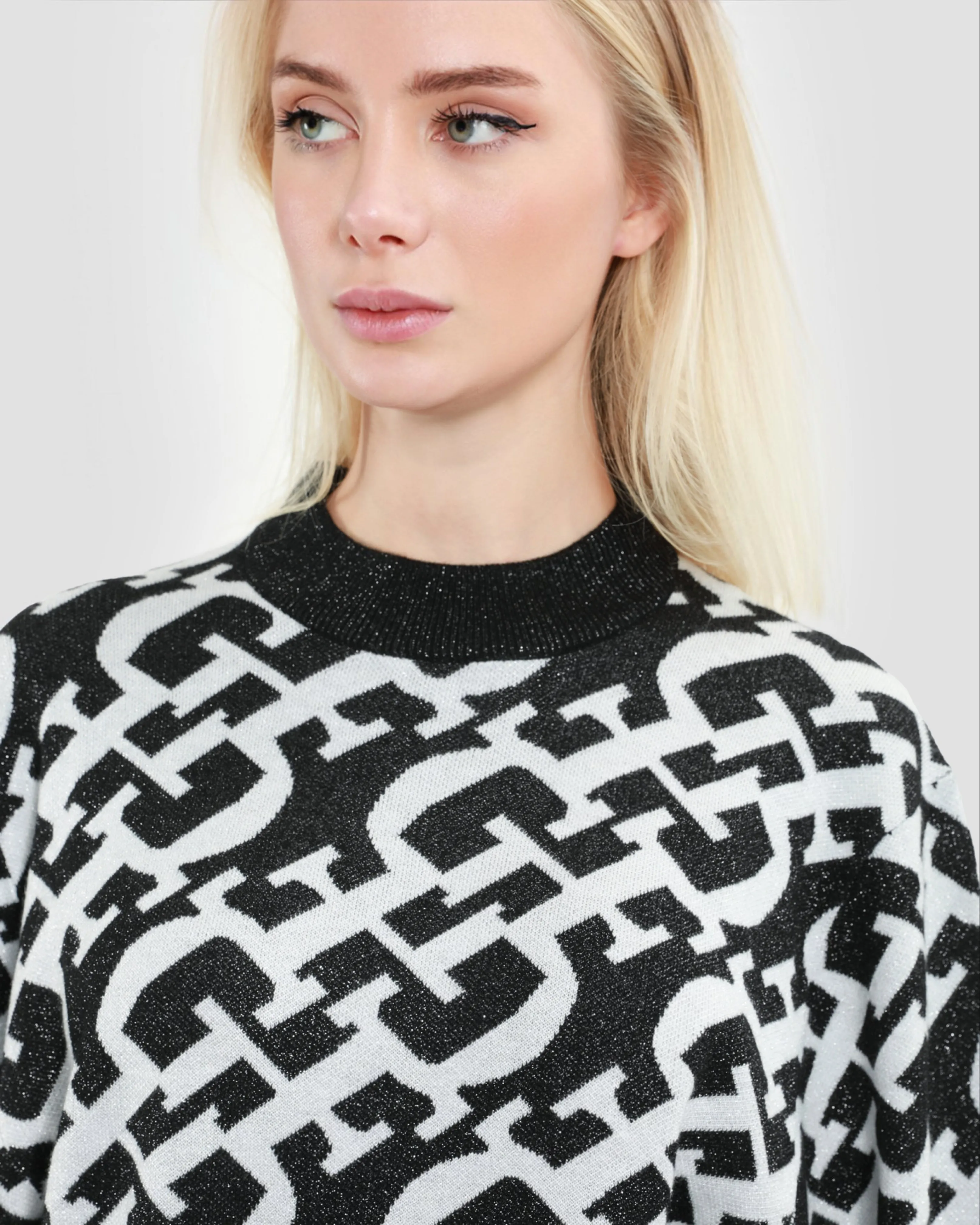 Metallic Monochrome Knit Pullover