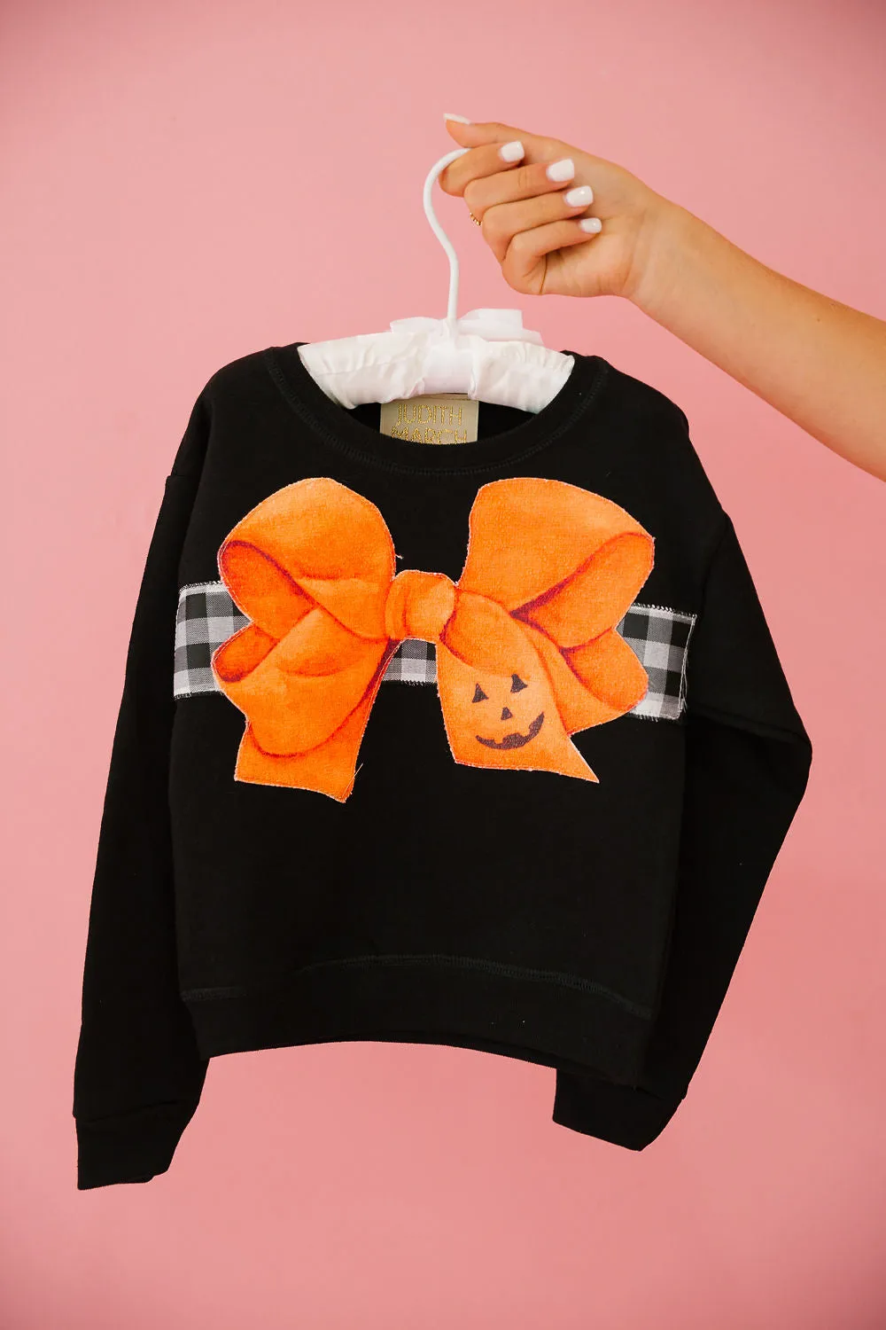 MINI KIDS PUMPKIN BOW BLACK PULLOVER