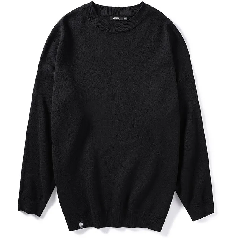 Minimalist Plain Crew Neck Knitted Sweater