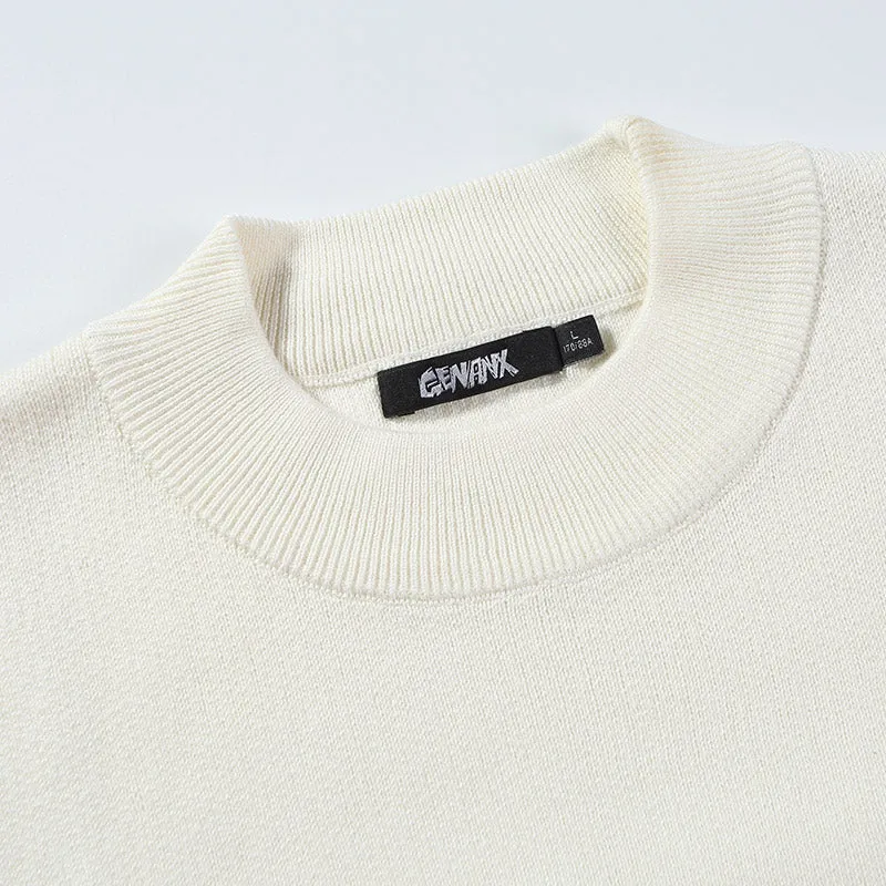 Minimalist Plain Crew Neck Knitted Sweater