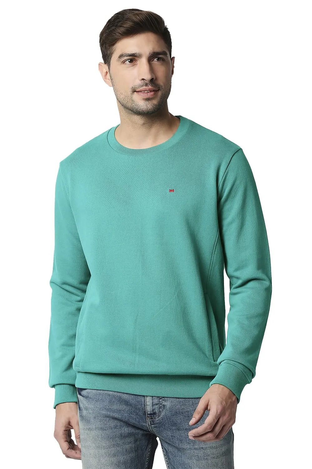 Muscle Fit Non Brushed Fleece Pullover Sweater