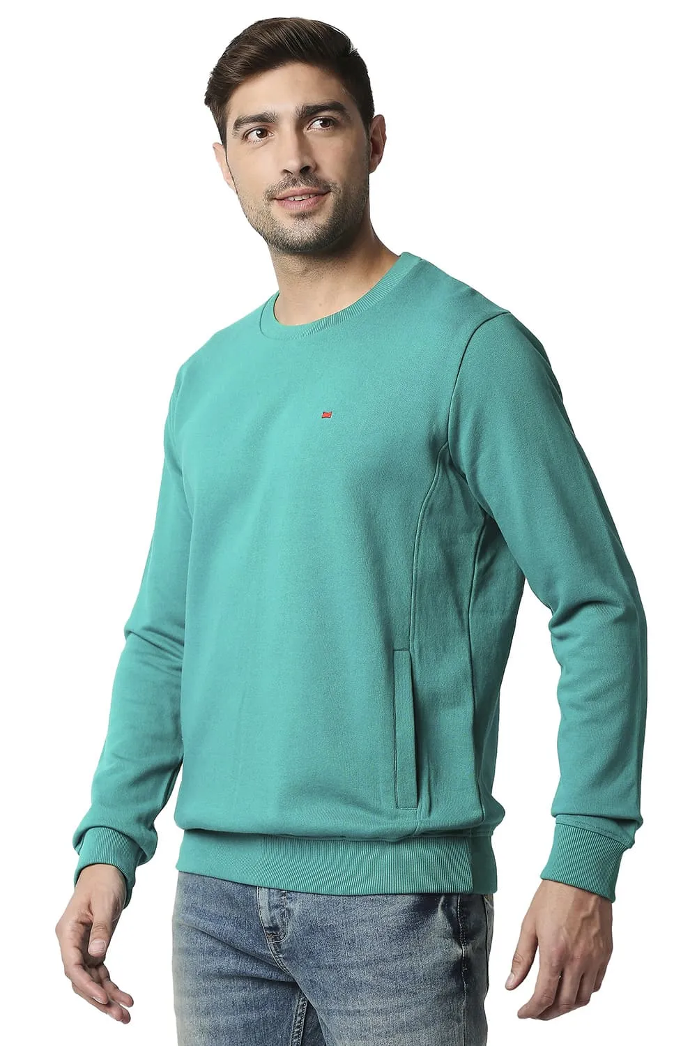 Muscle Fit Non Brushed Fleece Pullover Sweater