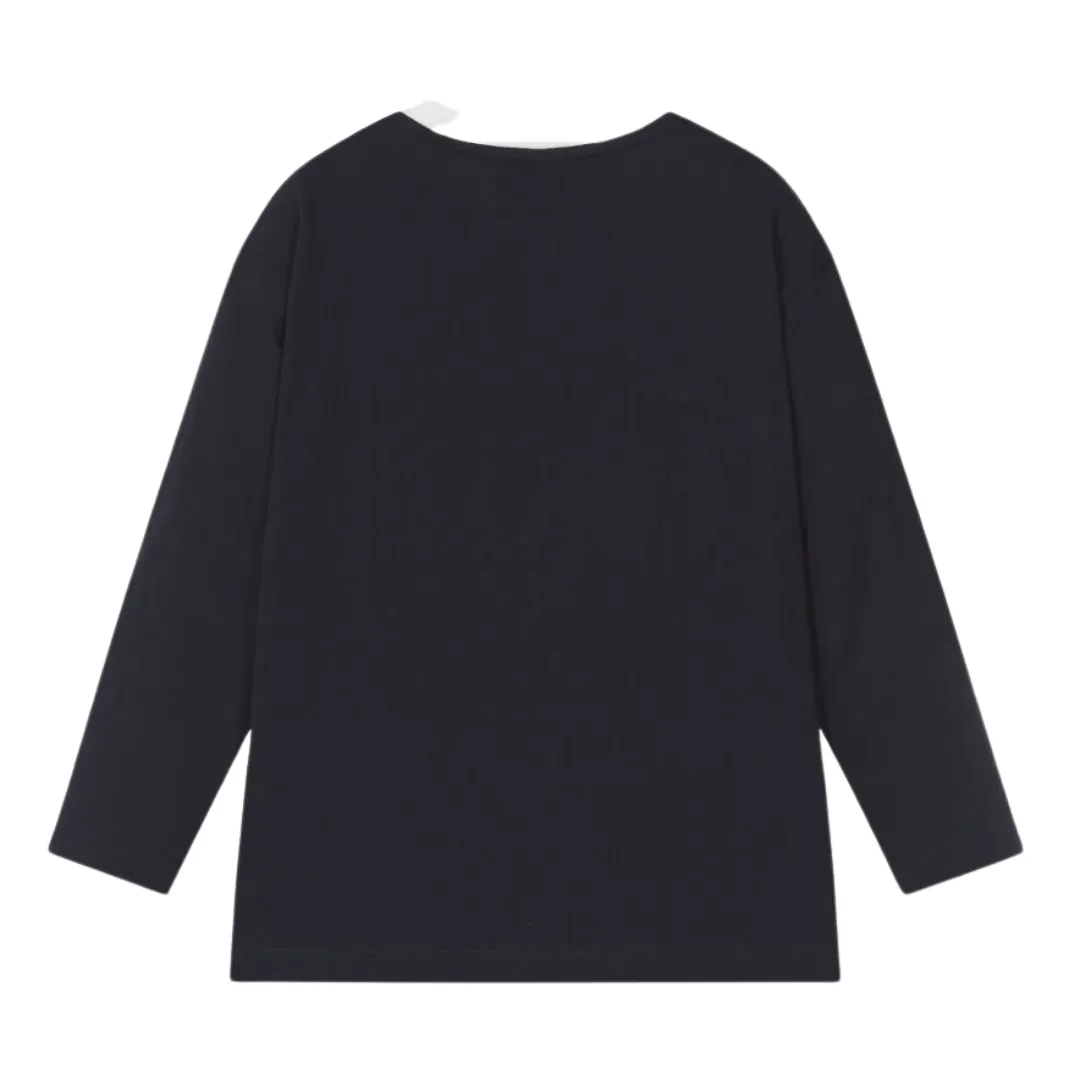 Navy Long Sleeve Patch Ringer Tee