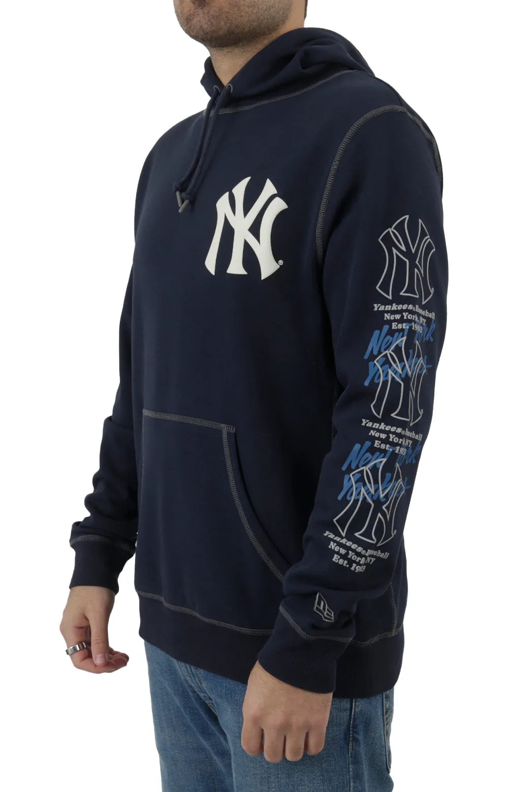 NY Yankees Split Design Pullover Hoodie