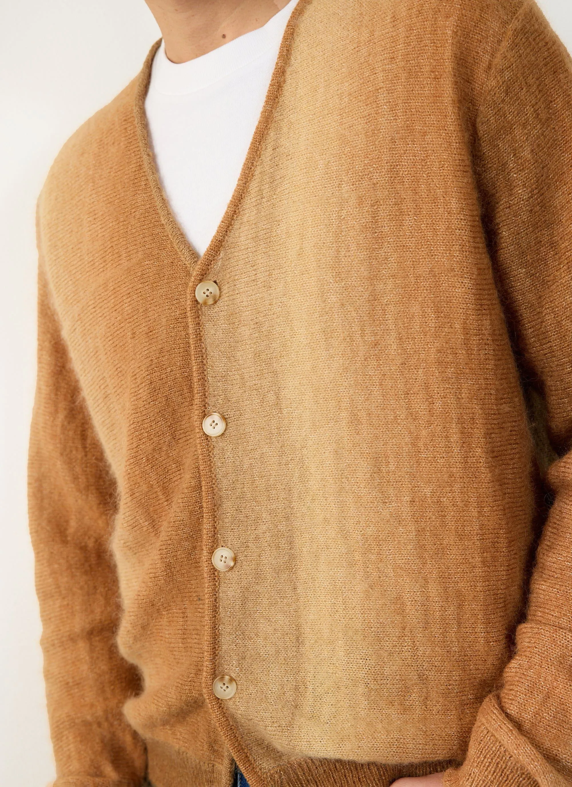 Ombre Knitted Cardigan | Mohair | Tan