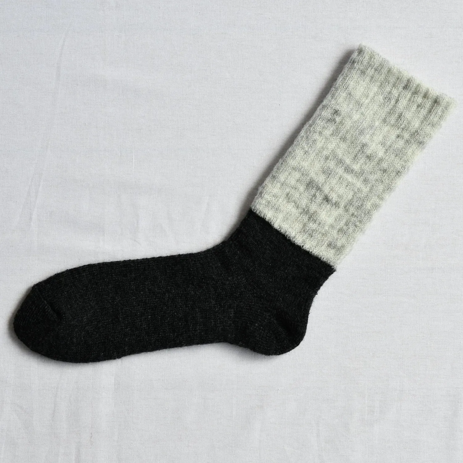 Oslo Mohair Wool Pile Sock | Black and Marle