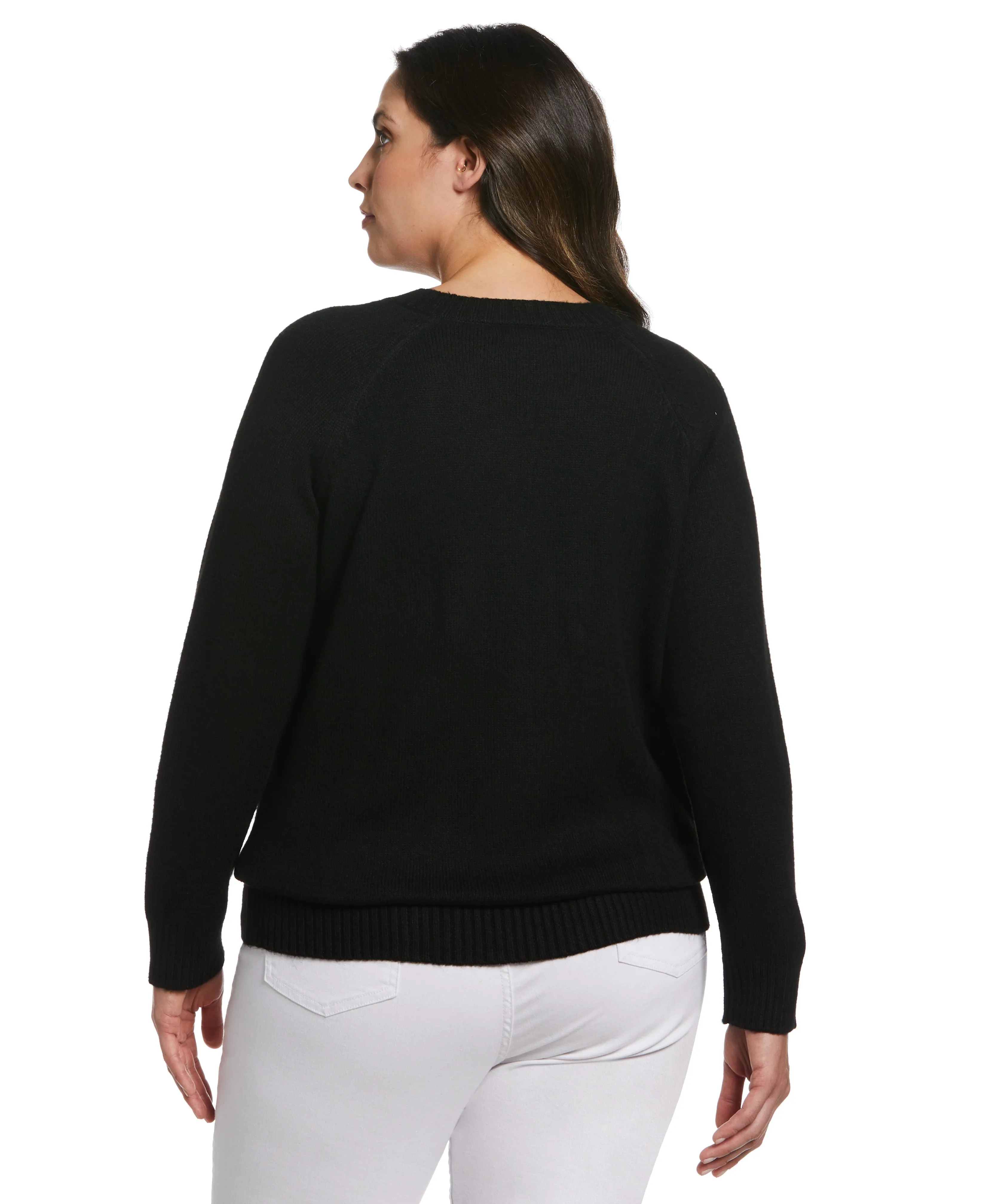 Plus Size Button Trim Sweater