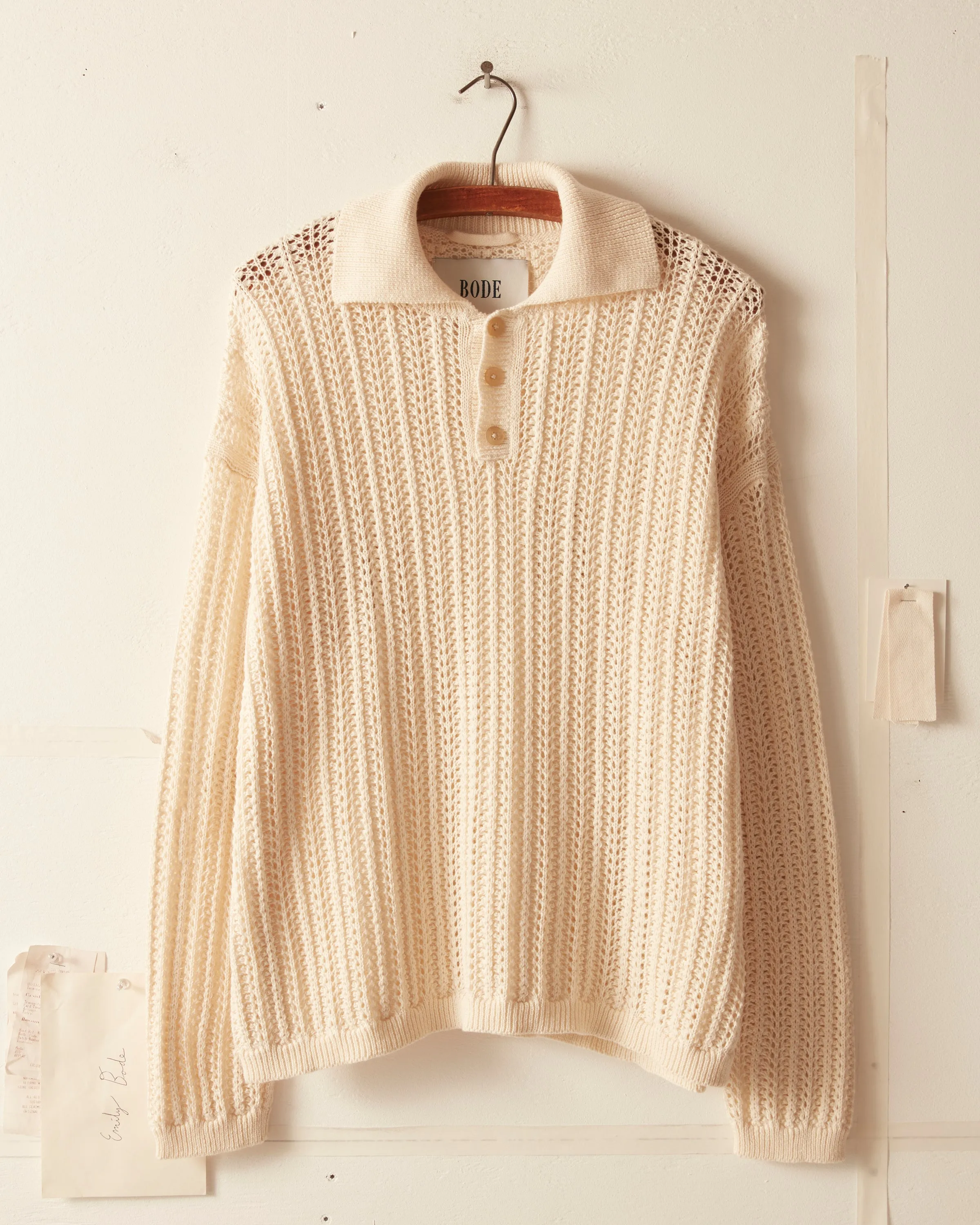 Pointelle Polo Long Sleeve - Cream