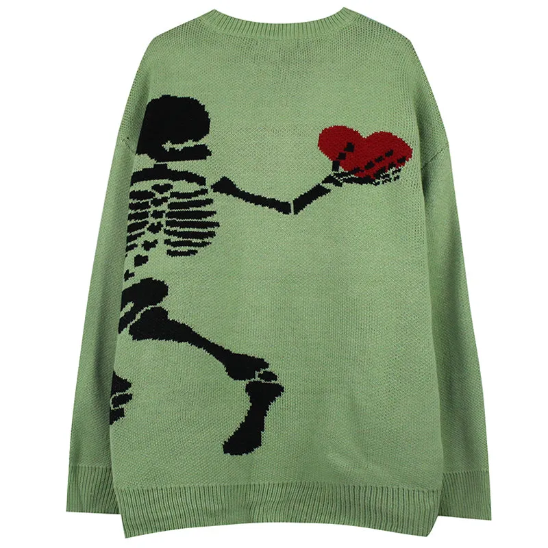 PopFlying Crewneck Sweater Skeleton Heart