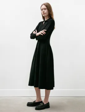 Pottery Velvet Long Sleeve Polo Dress Black