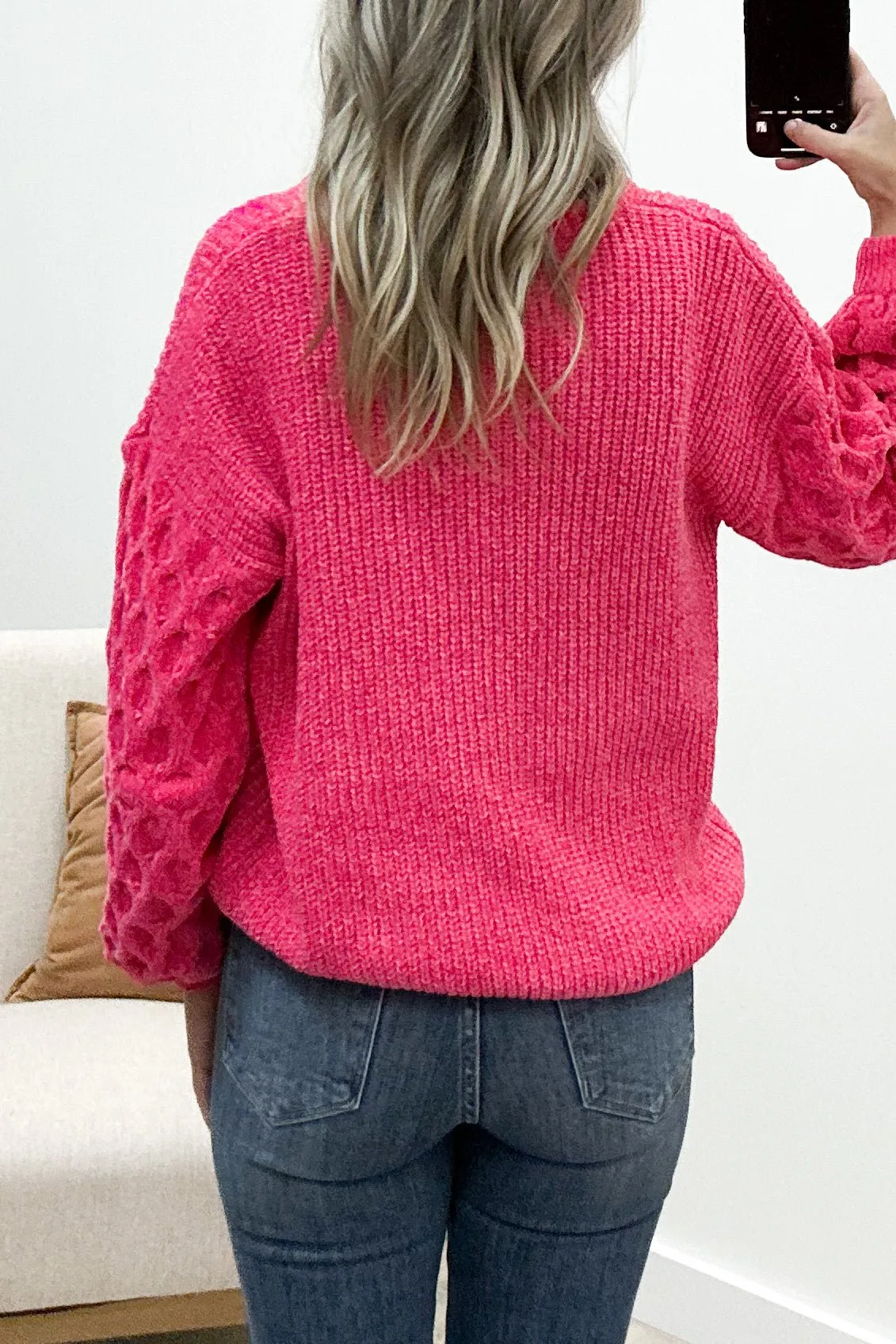 "Cozy Feels" Sweater (Hot Pink)