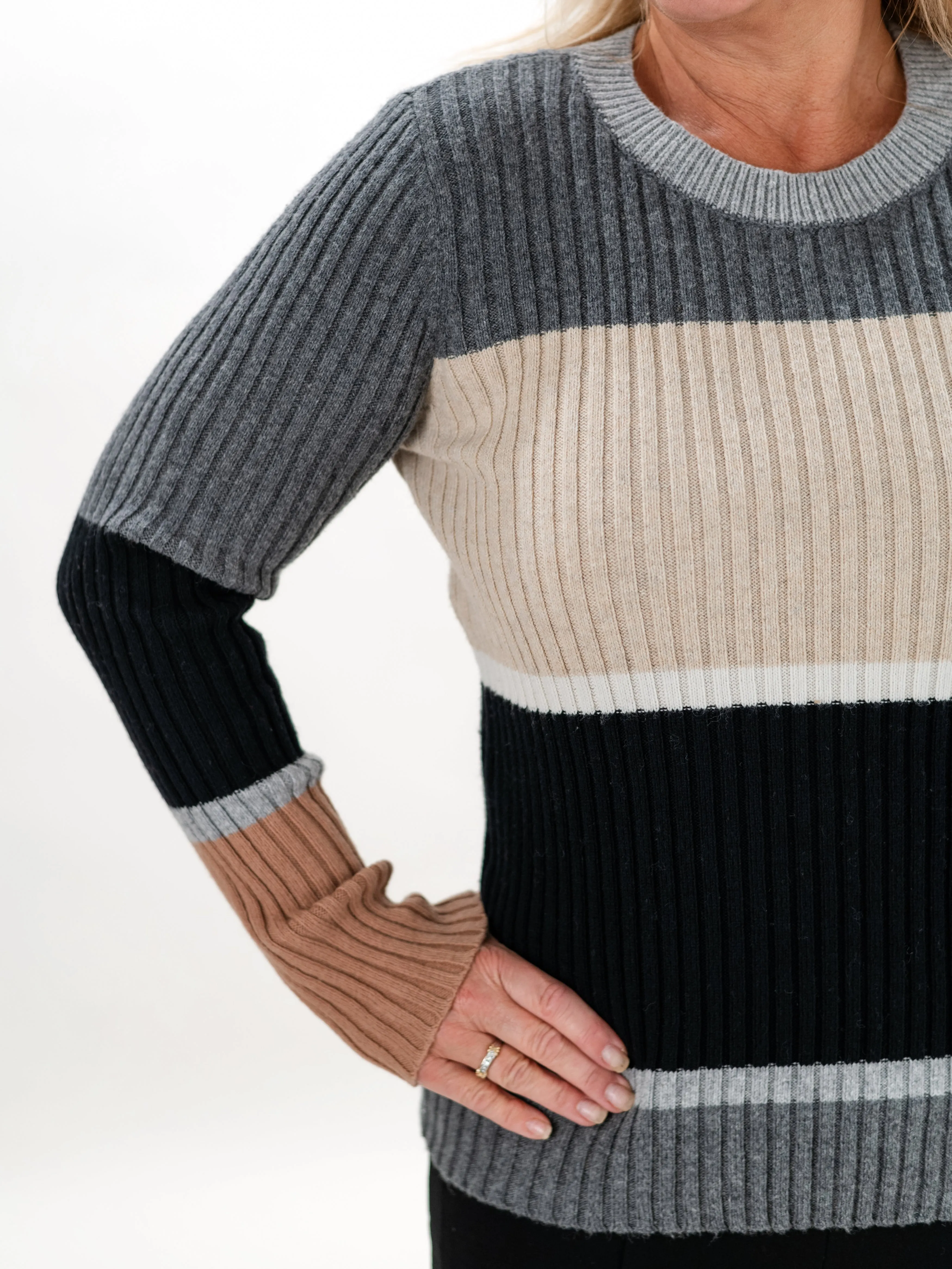 Ribbed Color Block Sweater by Tribal