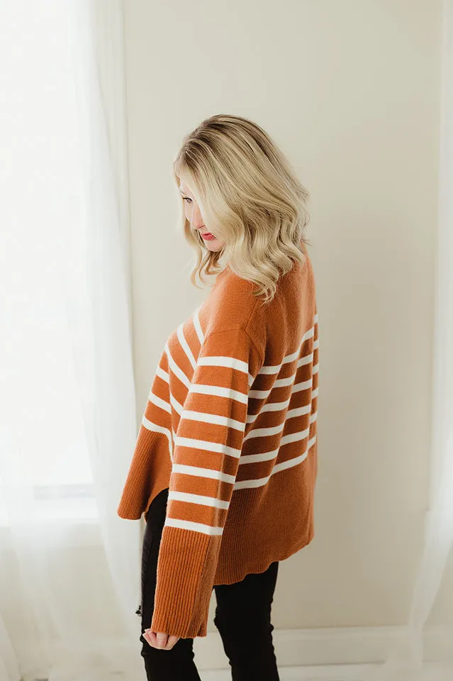 Ribbed Hem Stripe Sweater