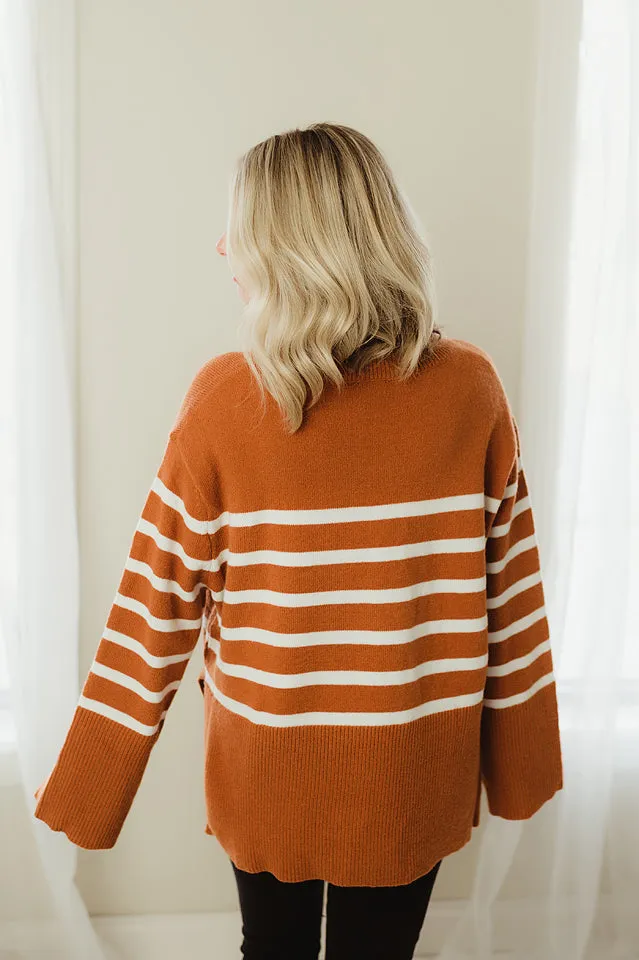 Ribbed Hem Stripe Sweater