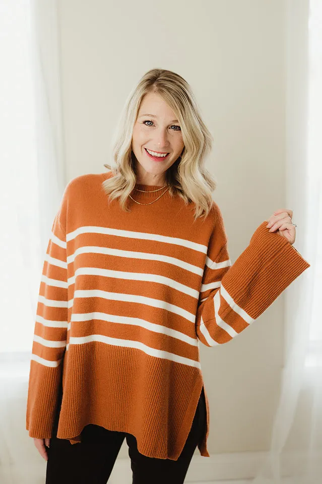 Ribbed Hem Stripe Sweater