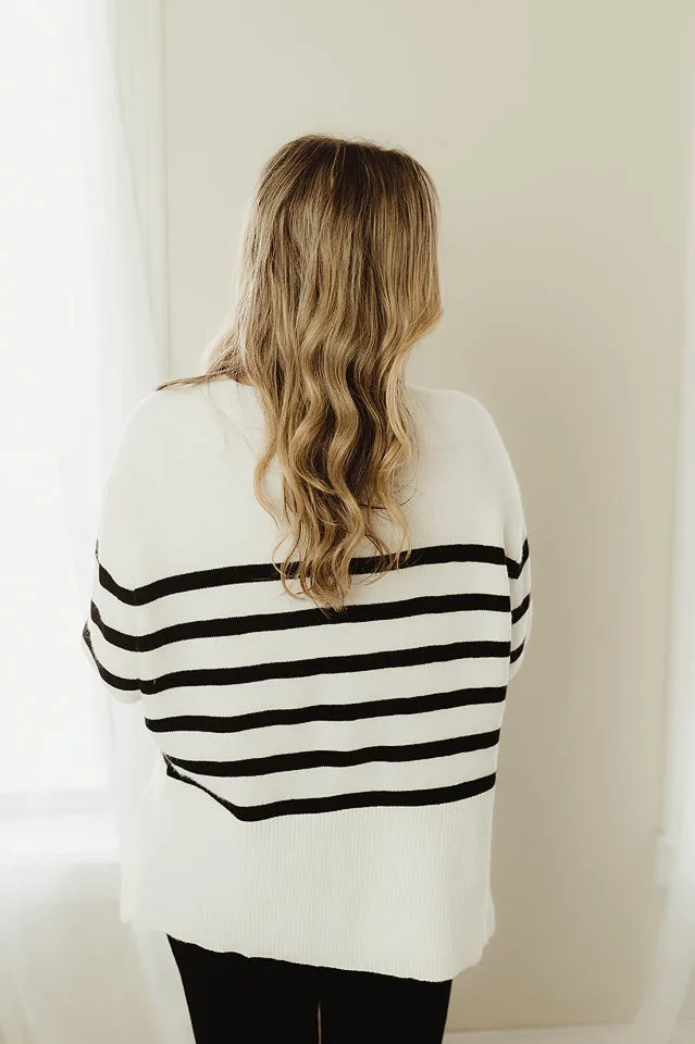 Ribbed Hem Stripe Sweater