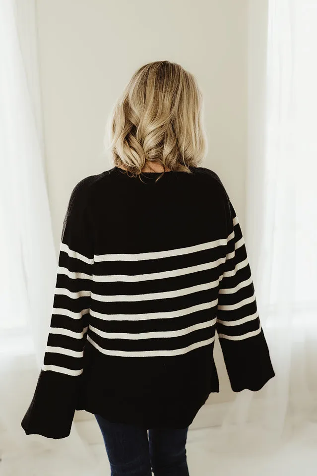 Ribbed Hem Stripe Sweater