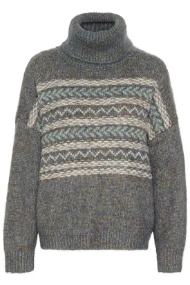 Saint Tropez Gargi Roundneck Pullover in Flint Stone