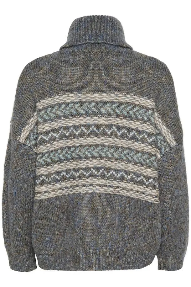 Saint Tropez Gargi Roundneck Pullover in Flint Stone