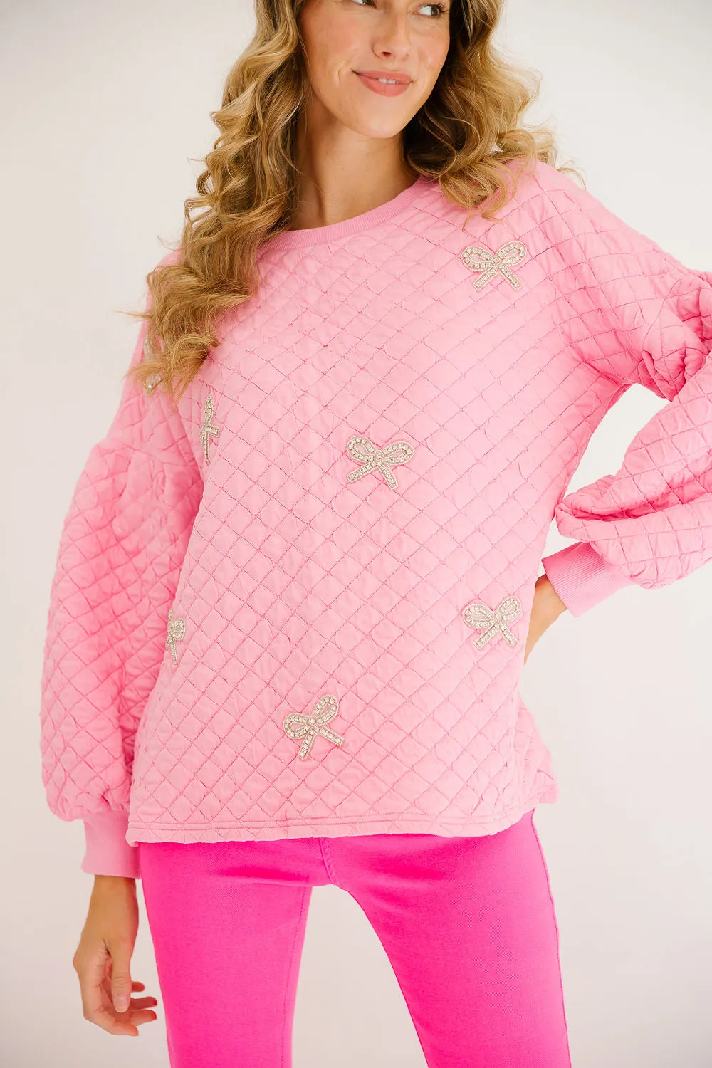 SILVER BOW QUILTED PULLOVER