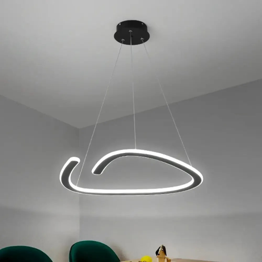 Sleek Black Triangle Chandelier: LED Suspension Light in White/Warm Light