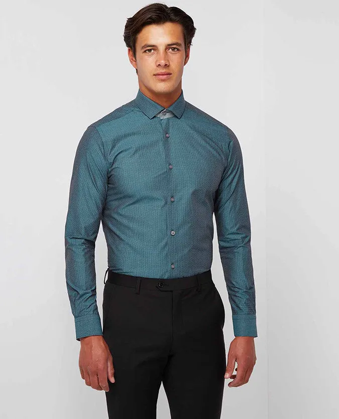 Slim fit cotton shirt with geometric design