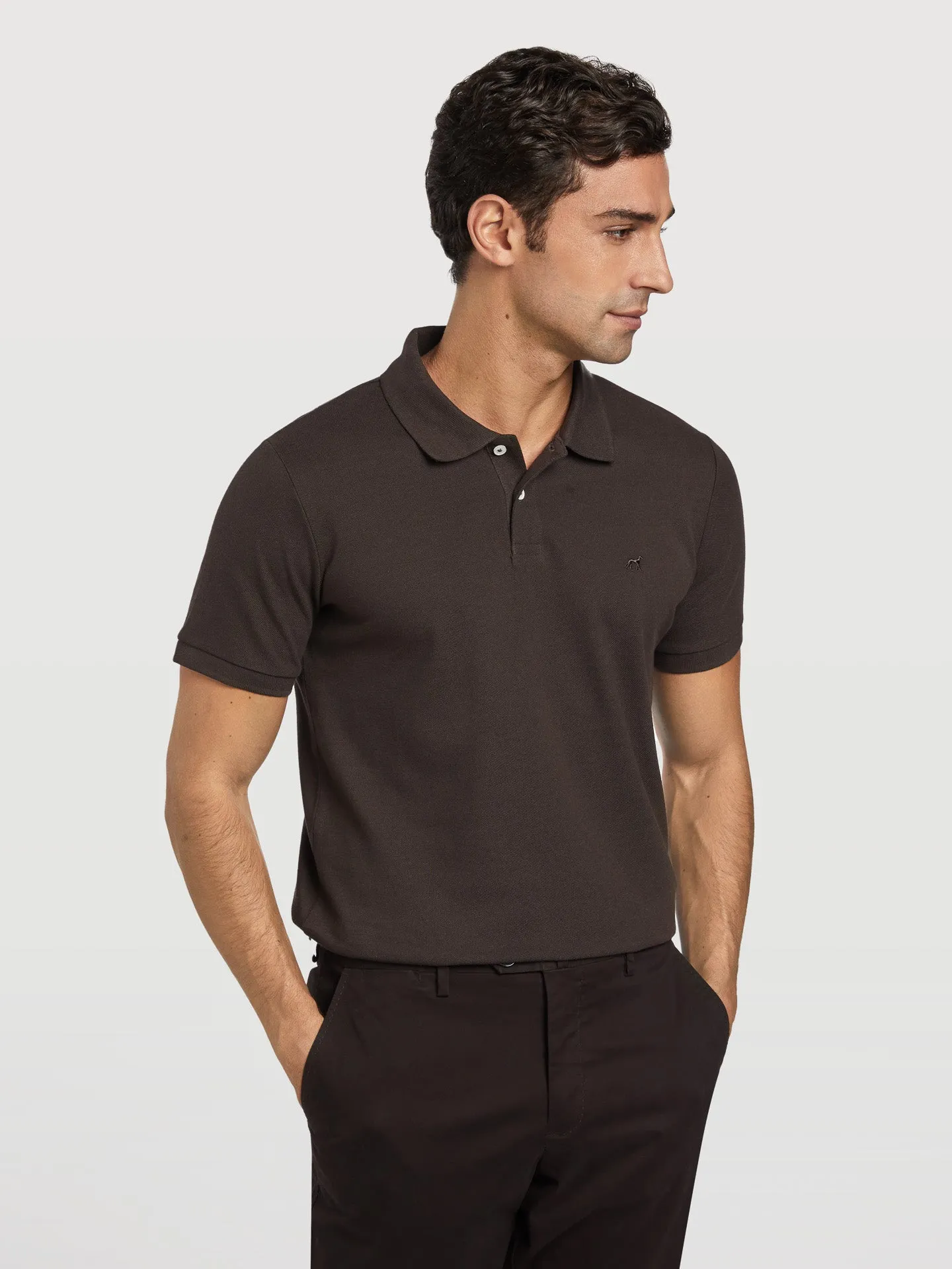 Slim fit piqué polo shirt