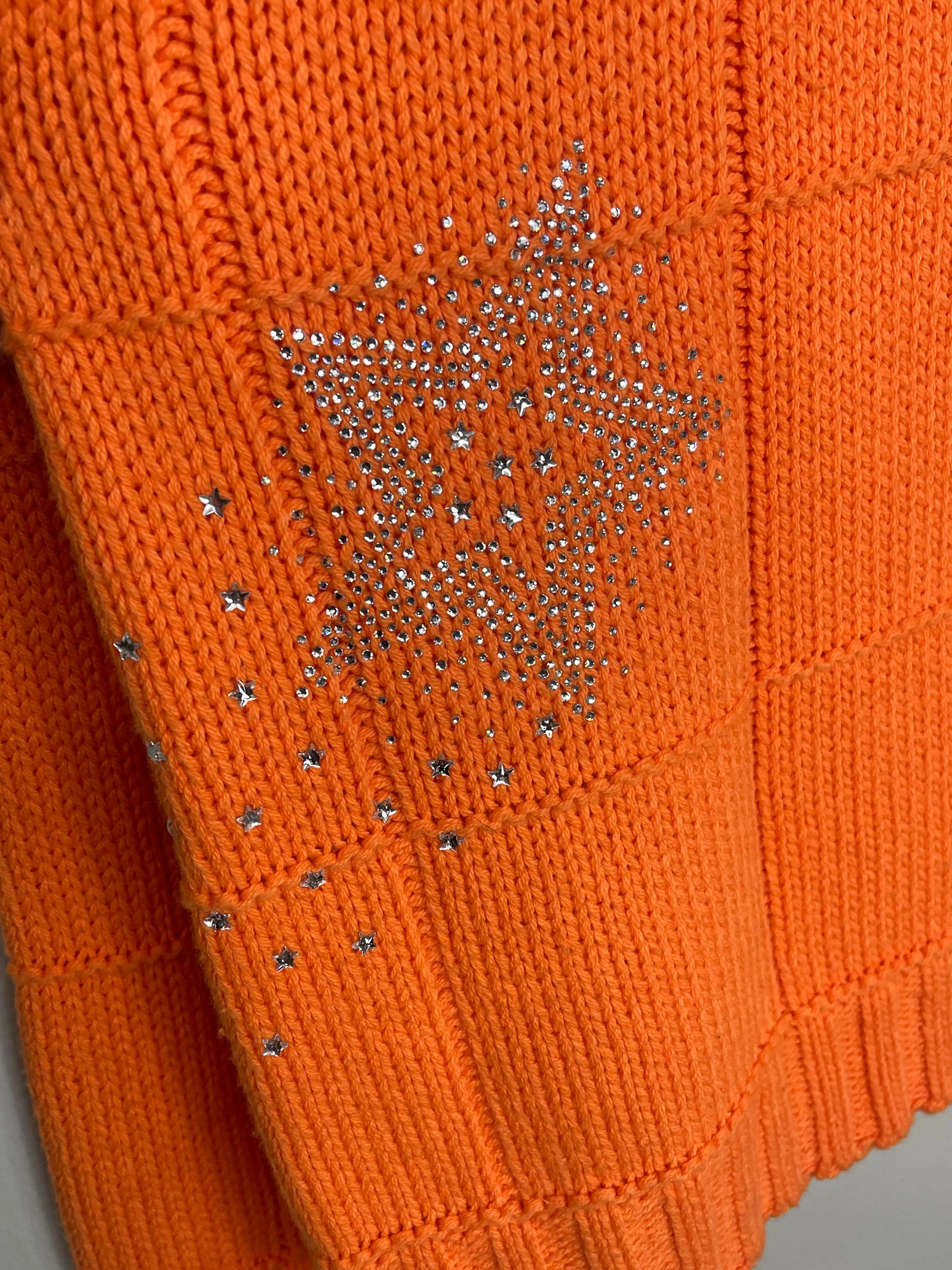 Sweater, Diamond Stitch Orange, Shooting Stars