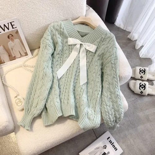 Sweet V-Beck Bow Sweater